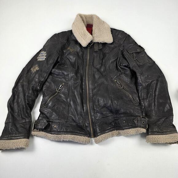 Wonder Woman DC Comics Lamb skin Leather Jacket Womens XL Brown Sherpa Aviator - Picture 1 of 16